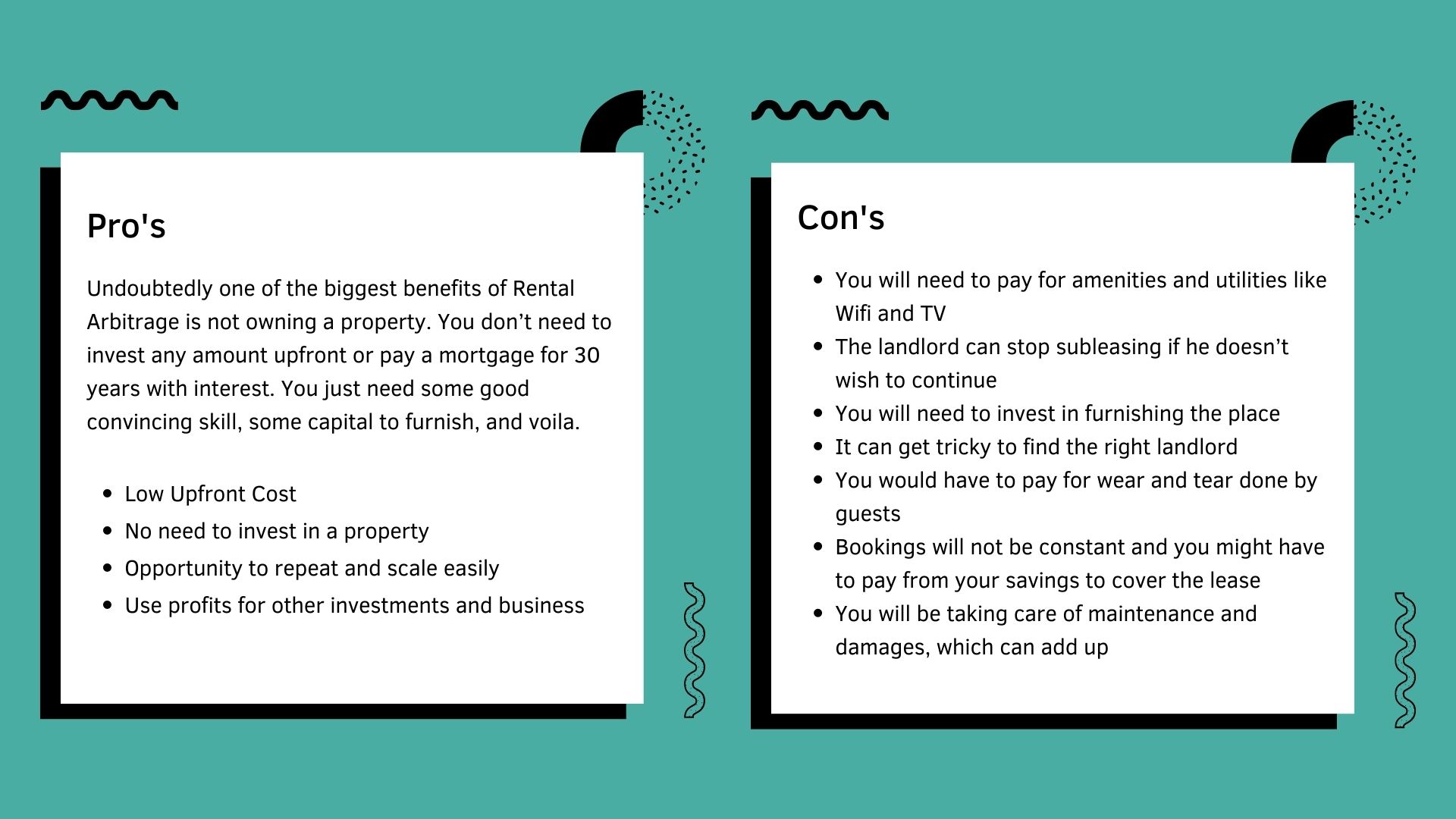 pros and cons how to start airbnb with no money