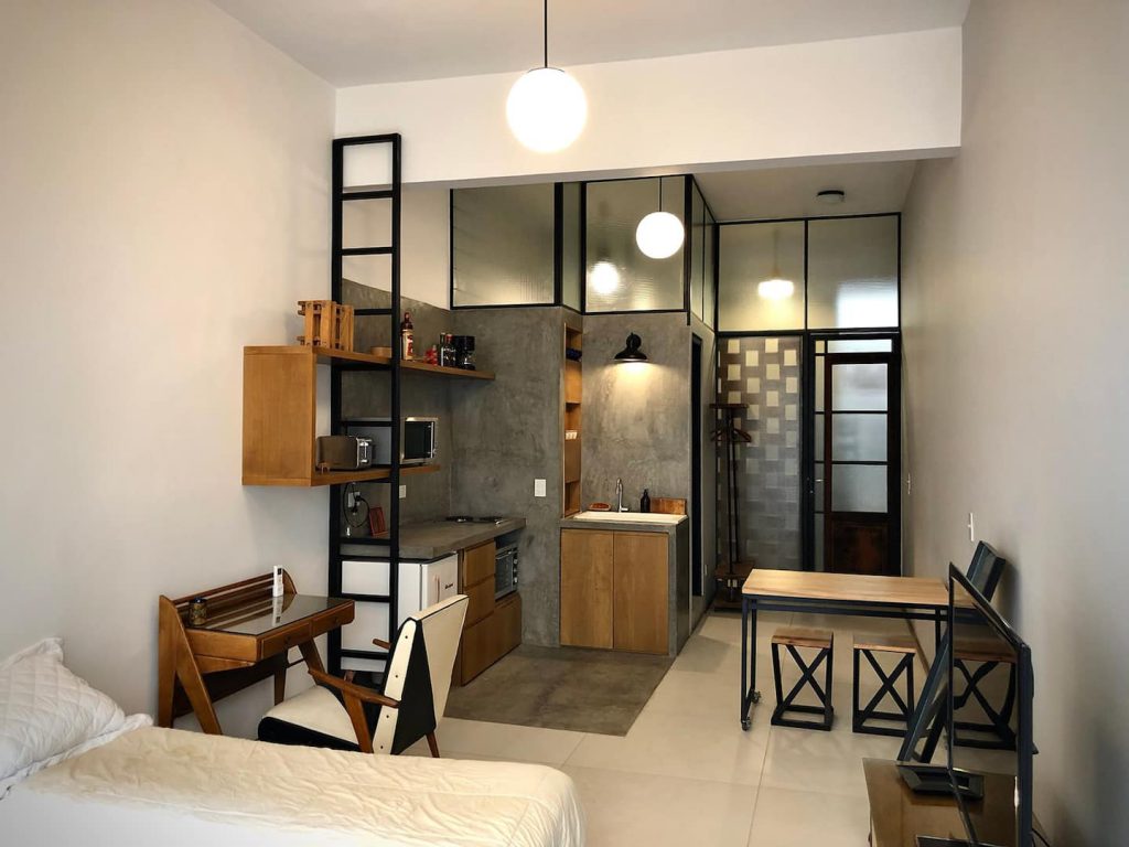Airbnb Furnishing Tips - Studio Apartment kitchen area