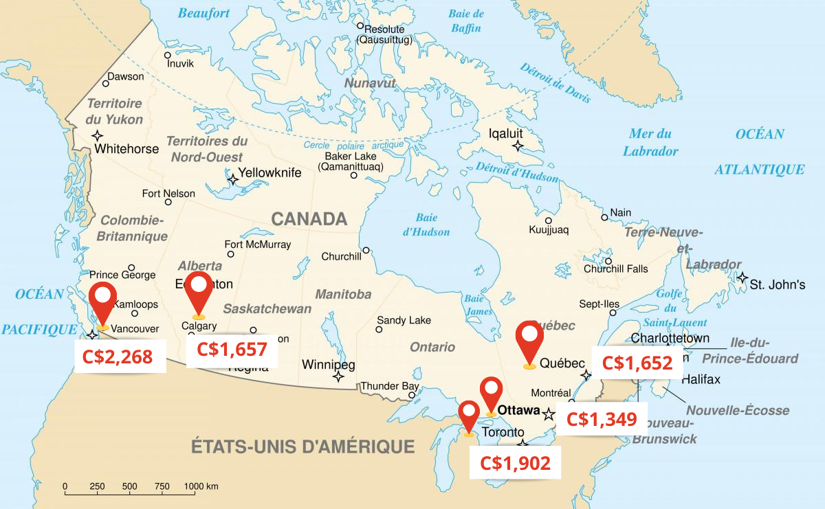 canadian cities map airbnb 2022