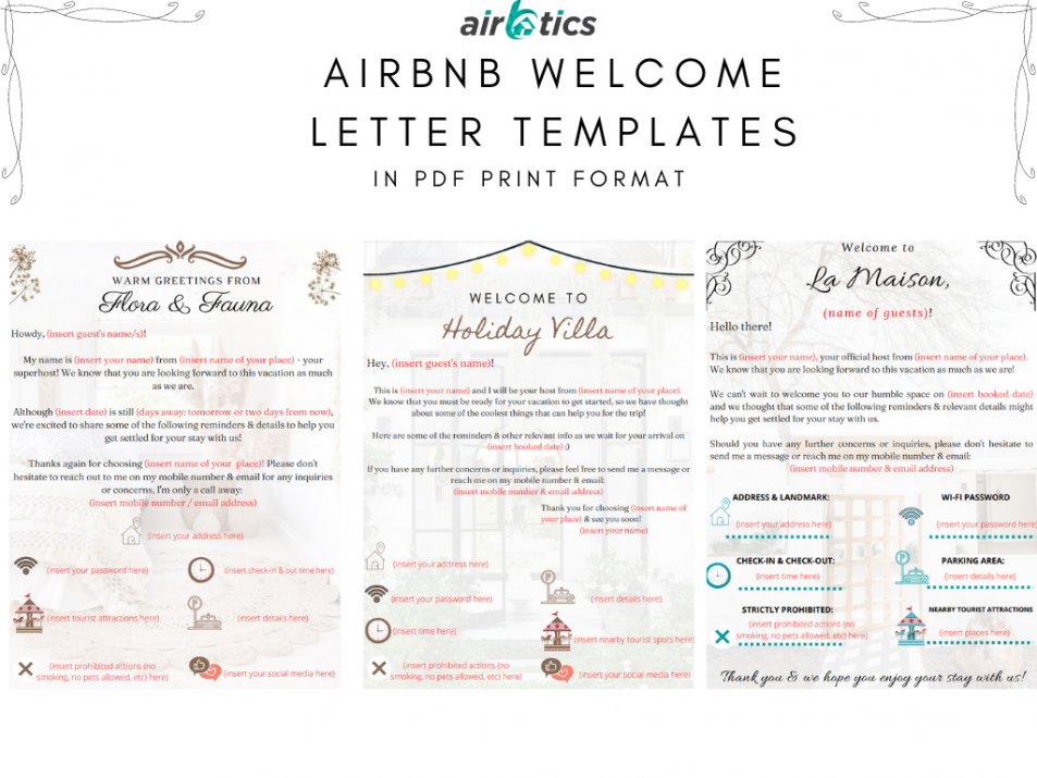 Printable Airbnb Welcome Letter Template