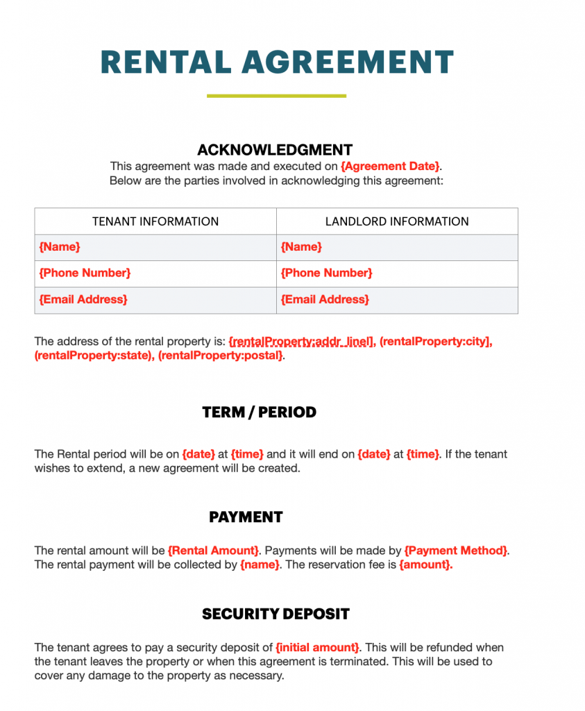 Airbnb Rental Agreement Template